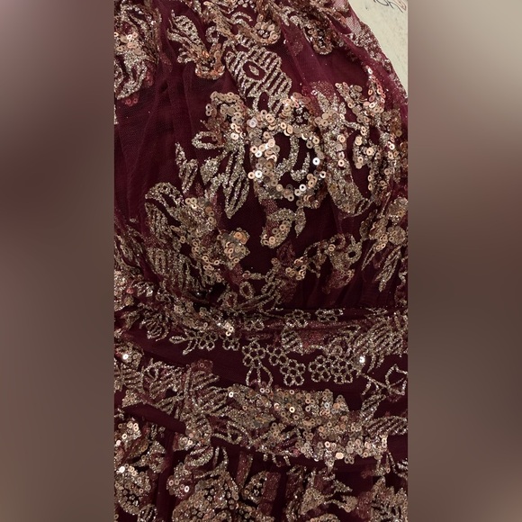 Soiéblu Burgundy Lace Formal Midi Dress 1XL Prom Wedding Guest brand new - Picture 6 of 12